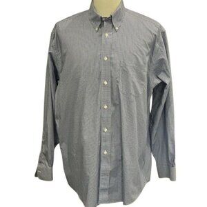 Mens Brooks Brothers Long Sleeve Blue Check Dress Shirt.  Size Large 100% Cotton